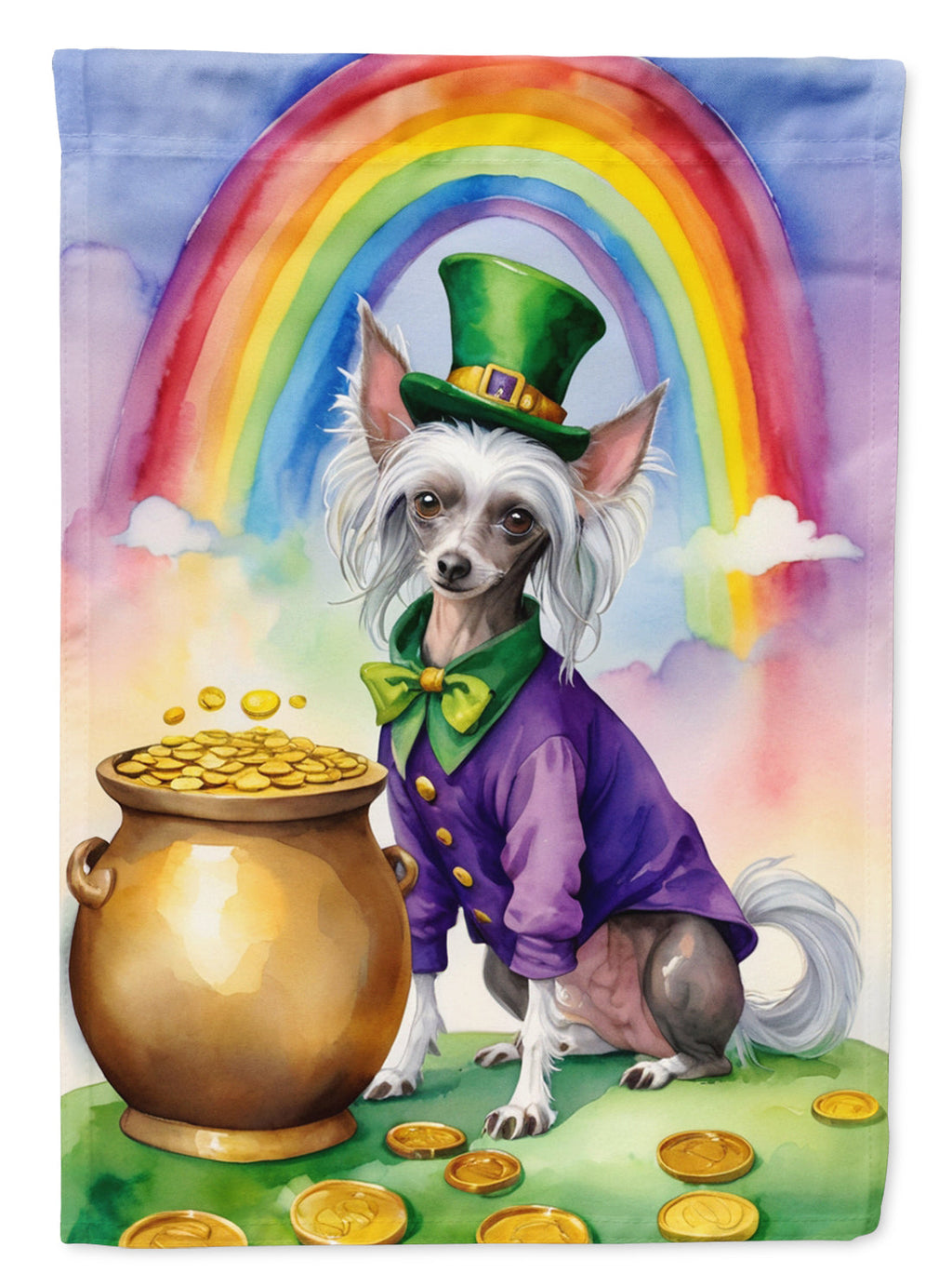 Chinese Crested St Patrick's Day Garden Flag Mailbox Decorative Yard Banner Outside Patio Artwork for Flower Beds, Garden Size, Multicolor