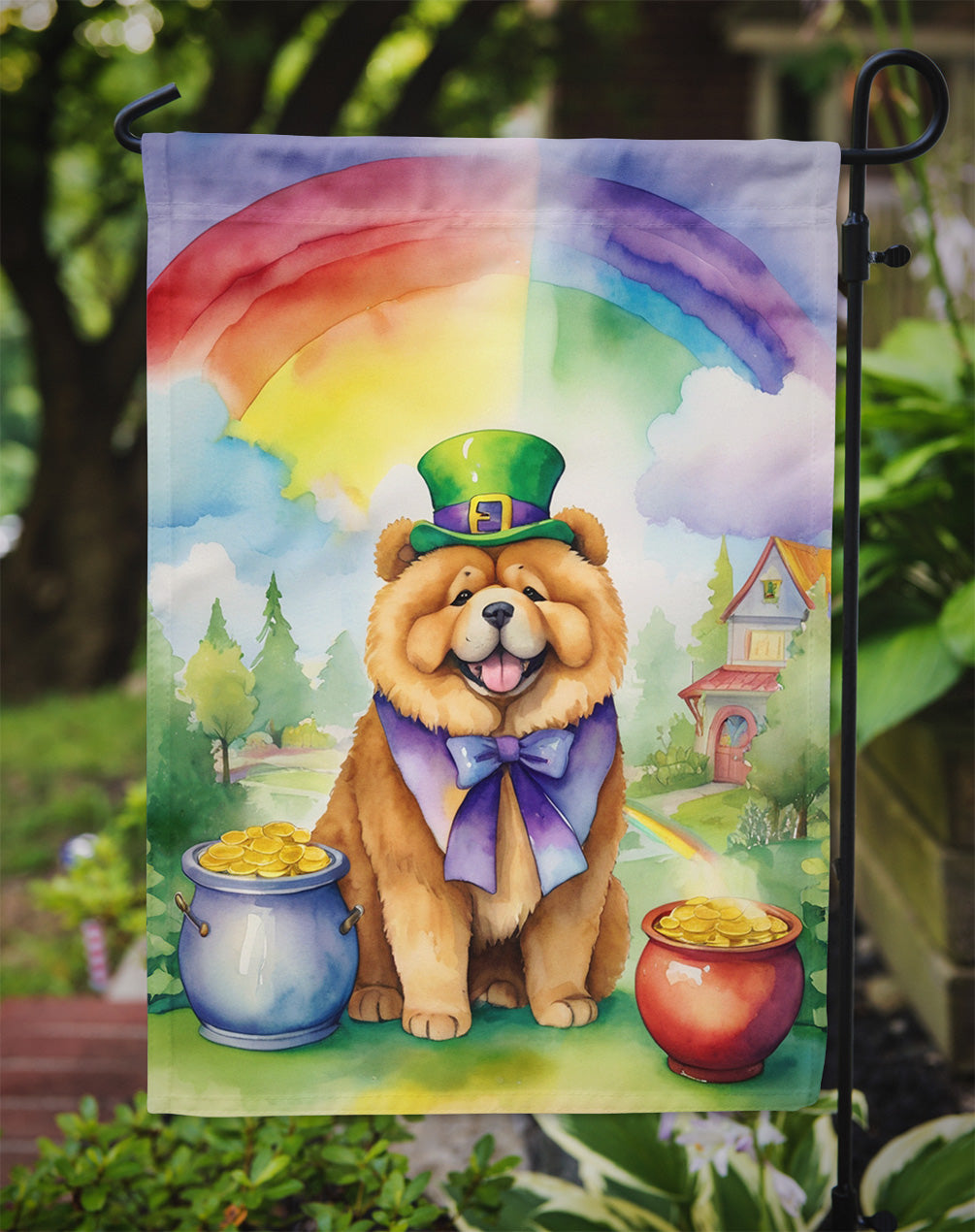 Chow Chow St Patrick's Day Garden Flag Mailbox Decorative Yard Banner Outside Patio Artwork for Flower Beds, Garden Size, Multicolor