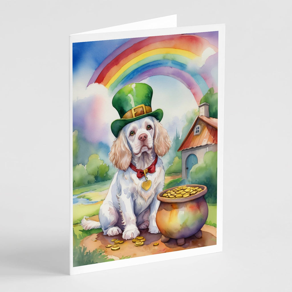 Clumber Spaniel St Patrick's Day Greeting Cards Pack of 8 Blank Cards with Envelopes Whimsical A7 Size 5x7