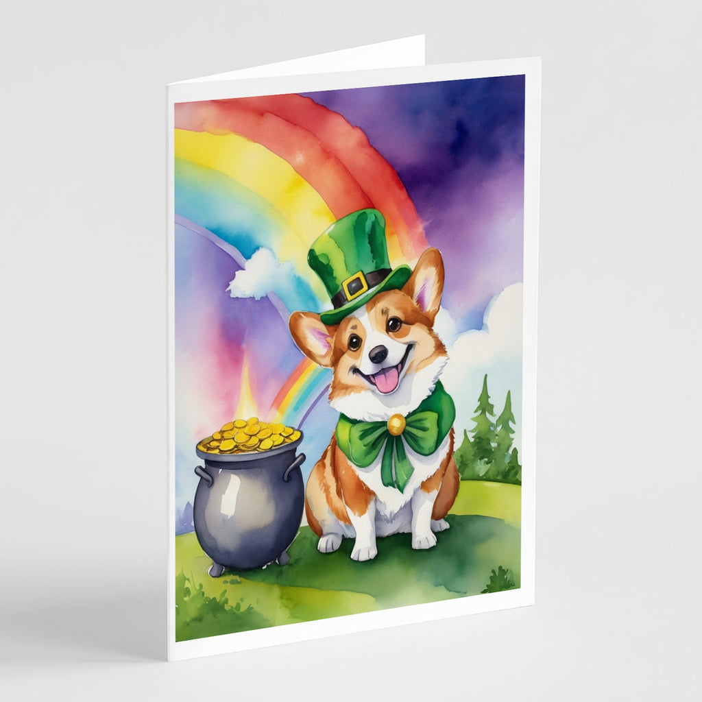 Corgi St Patrick's Day Greeting Cards Pack of 8 Blank Cards with Envelopes Whimsical A7 Size 5x7
