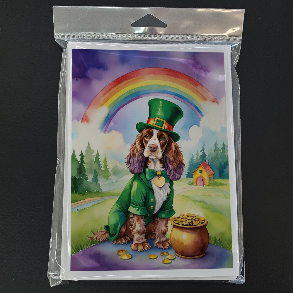 English Cocker Spaniel St Patrick's Day Greeting Cards Pack of 8 Blank Cards with Envelopes Whimsical A7 Size 5x7