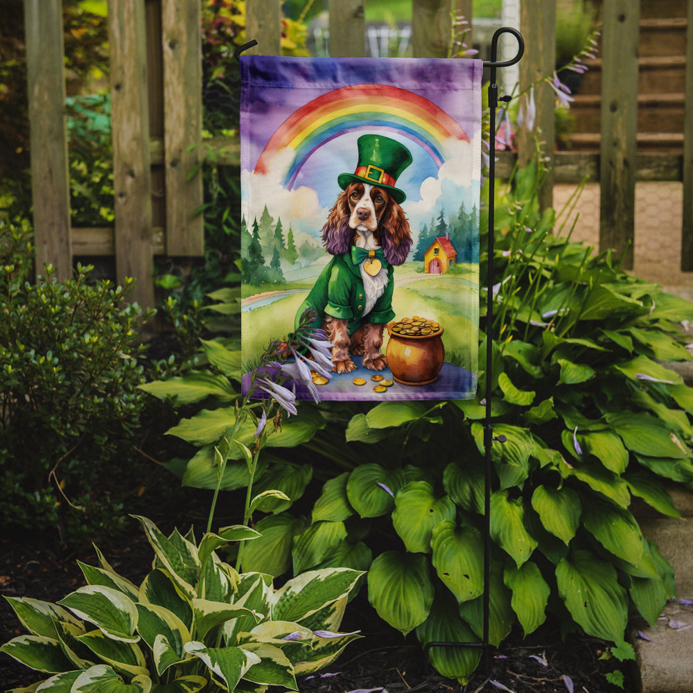 English Cocker Spaniel St Patrick's Day Garden Flag Mailbox Decorative Yard Banner Outside Patio Artwork for Flower Beds, Garden Size, Multicolor