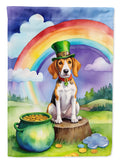 English Foxhound St Patrick's Day House Flag 28x40 Porch Sleeve Pole Decorative Outside Yard Banner Artwork Wall Hanging, Polyester