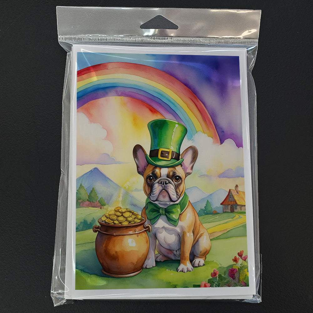 French Bulldog St Patrick's Day Greeting Cards Pack of 8 Blank Cards with Envelopes Whimsical A7 Size 5x7