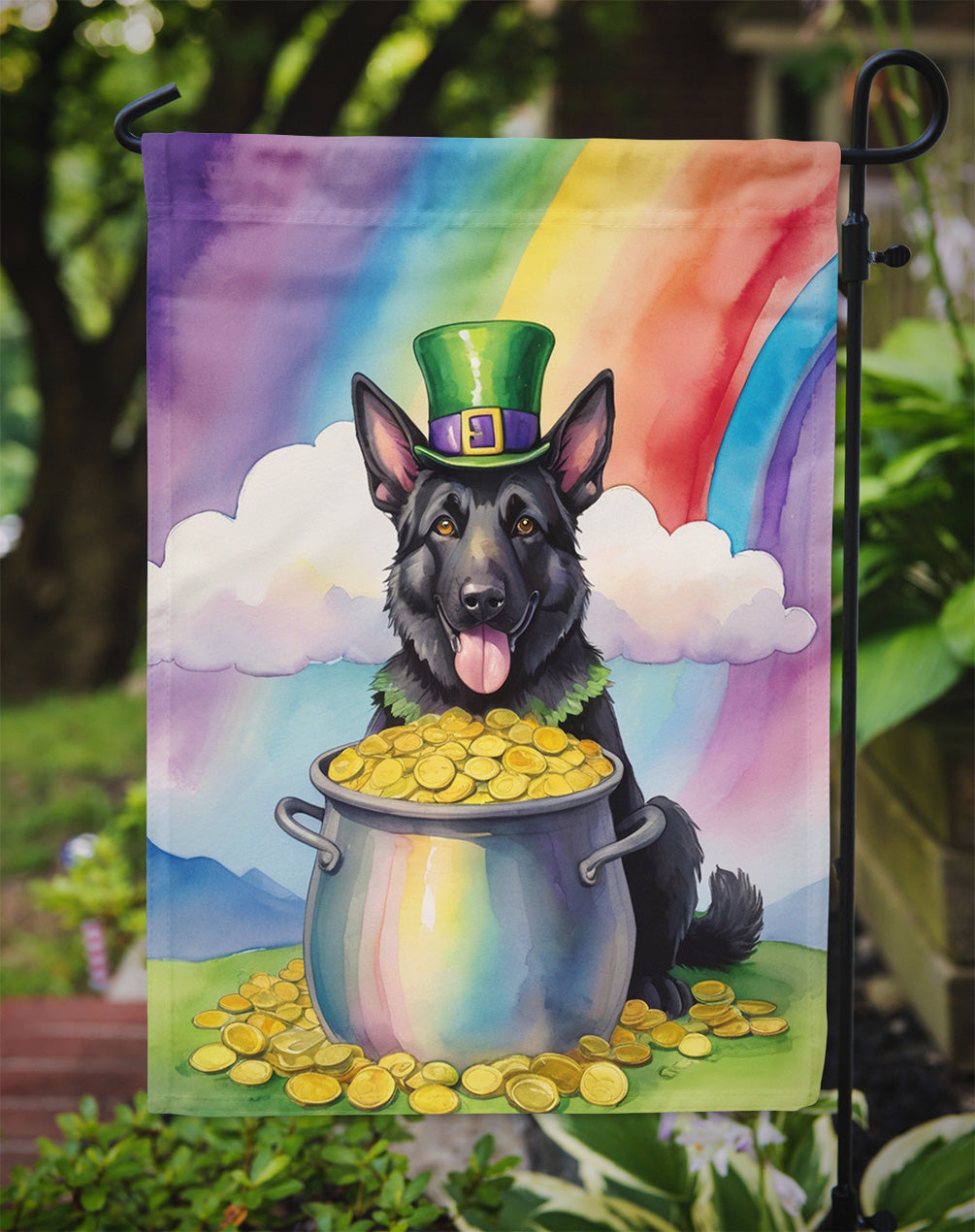 German Shepherd St Patrick's Day Garden Flag Mailbox Decorative Yard Banner Outside Patio Artwork for Flower Beds, Garden Size, Multicolor