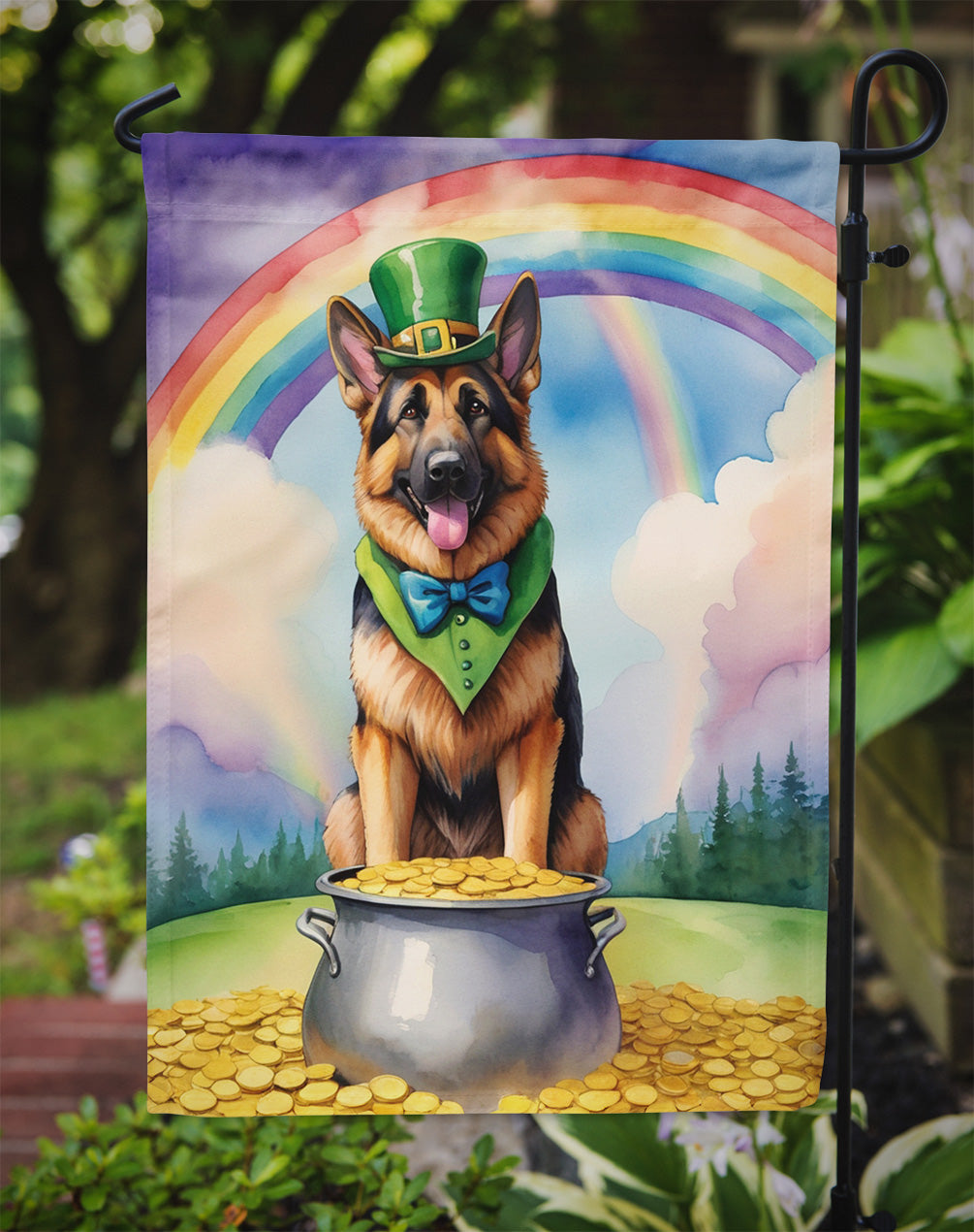 German Shepherd St Patrick's Day Garden Flag Mailbox Decorative Yard Banner Outside Patio Artwork for Flower Beds, Garden Size, Multicolor