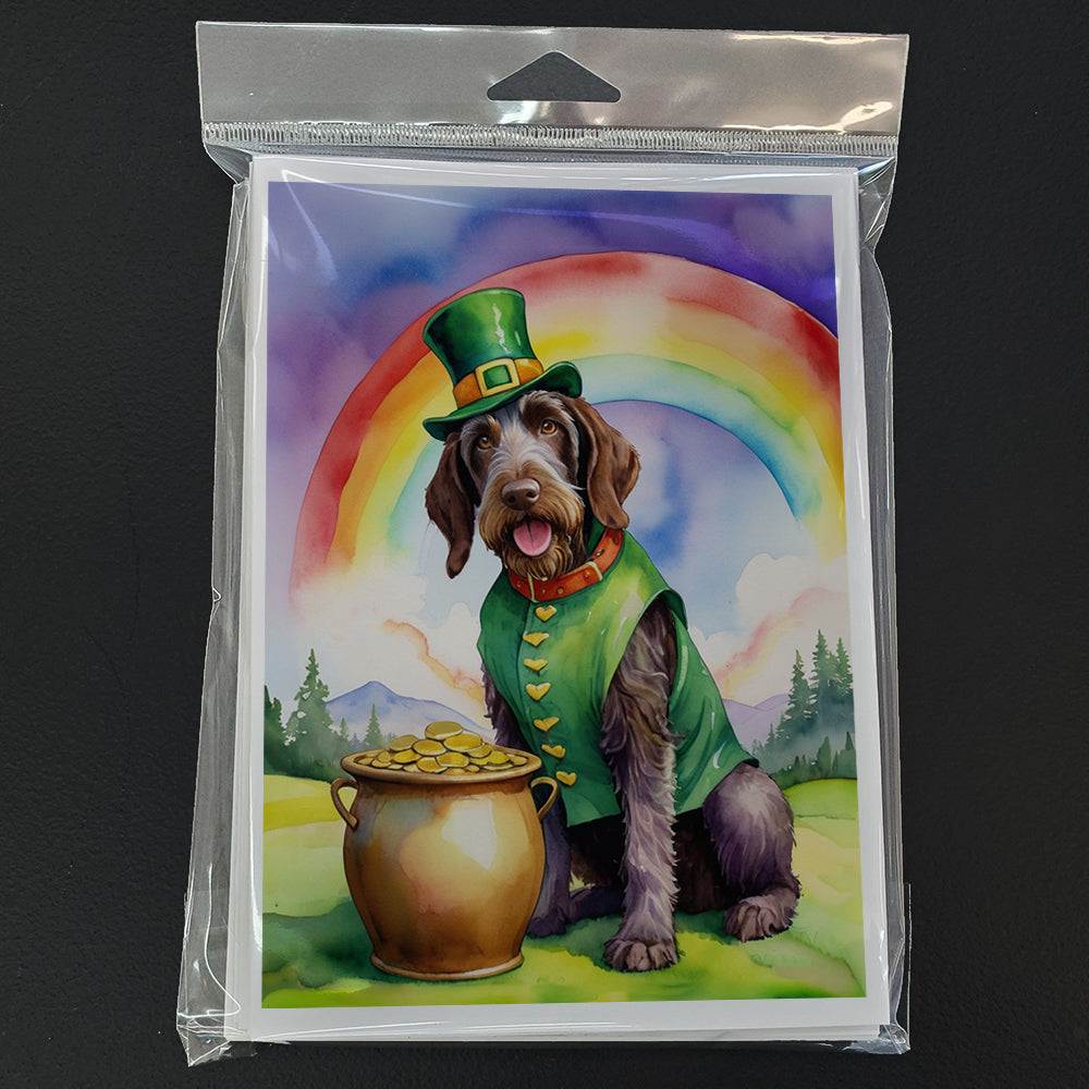 German Wirehaired Pointer St Patrick's Day Greeting Cards Pack of 8 Blank Cards with Envelopes Whimsical A7 Size 5x7