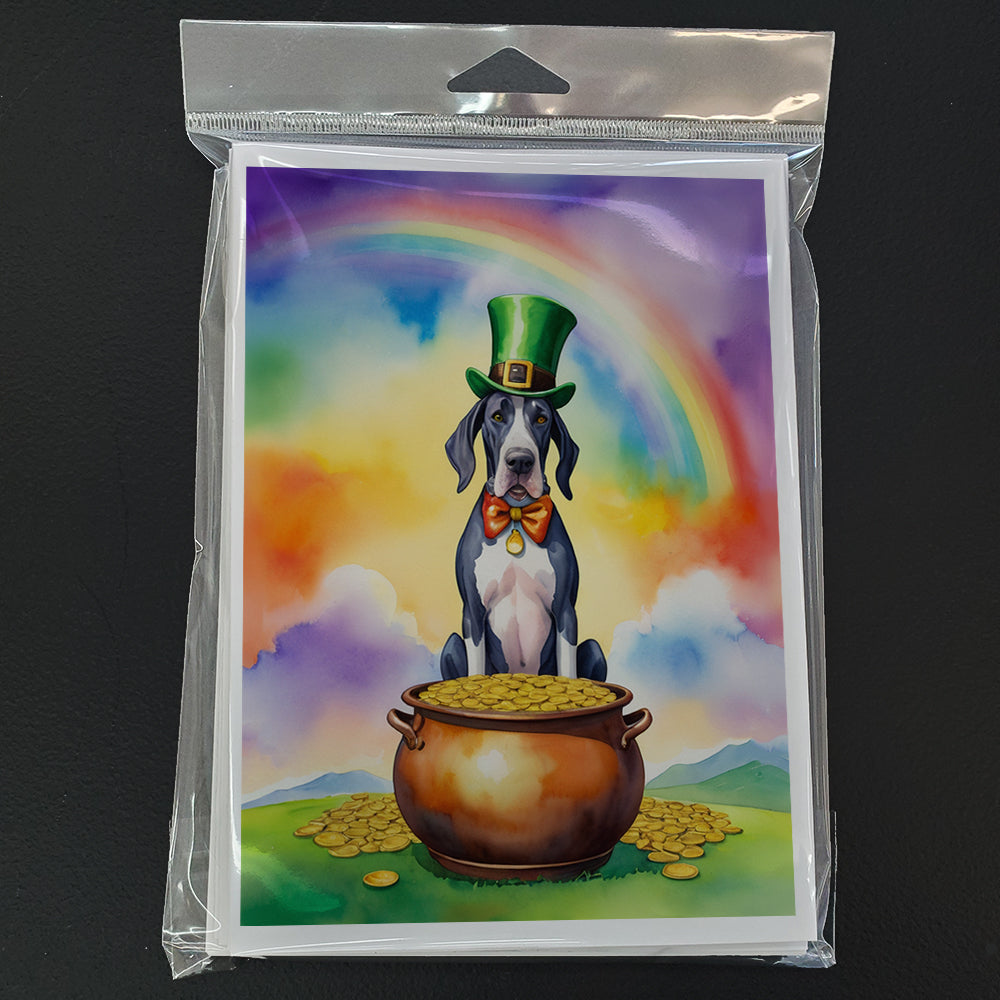 Great Dane St Patrick's Day Greeting Cards Pack of 8 Blank Cards with Envelopes Whimsical A7 Size 5x7