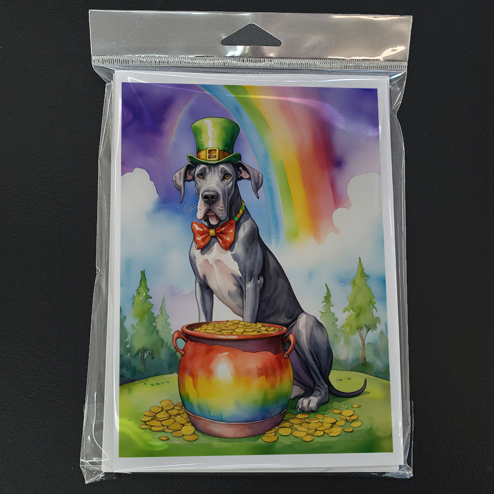 Great Dane St Patrick's Day Greeting Cards Pack of 8 Blank Cards with Envelopes Whimsical A7 Size 5x7