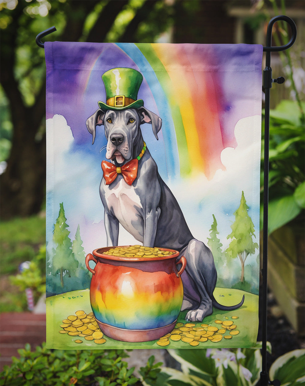 Great Dane St Patrick's Day Garden Flag Mailbox Decorative Yard Banner Outside Patio Artwork for Flower Beds, Garden Size, Multicolor