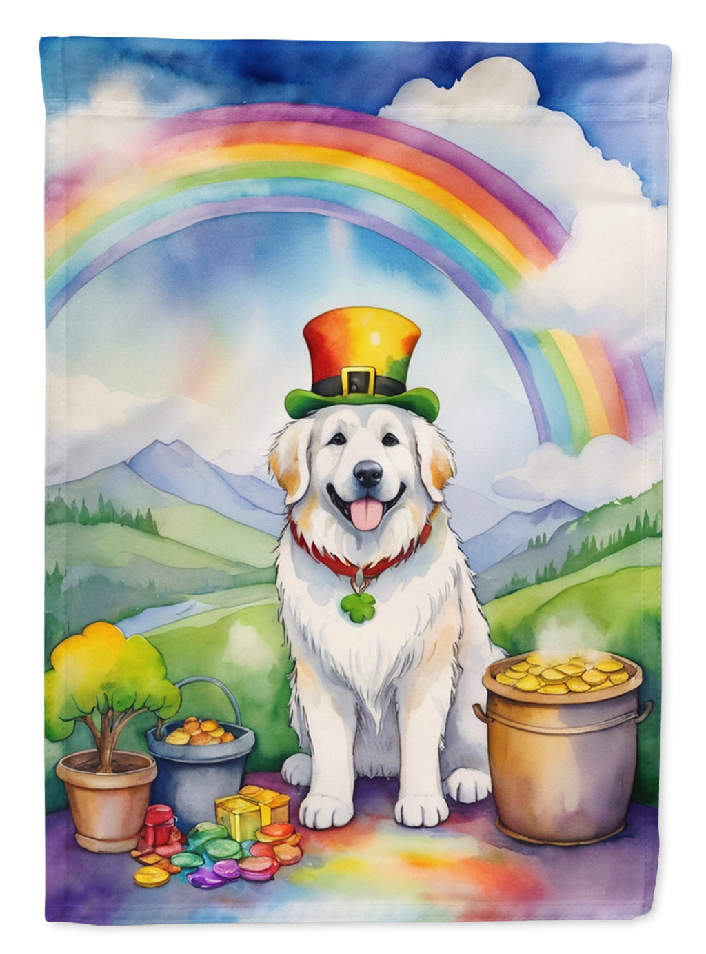 Great Pyrenees St Patrick's Day Garden Flag Mailbox Decorative Yard Banner Outside Patio Artwork for Flower Beds, Garden Size, Multicolor