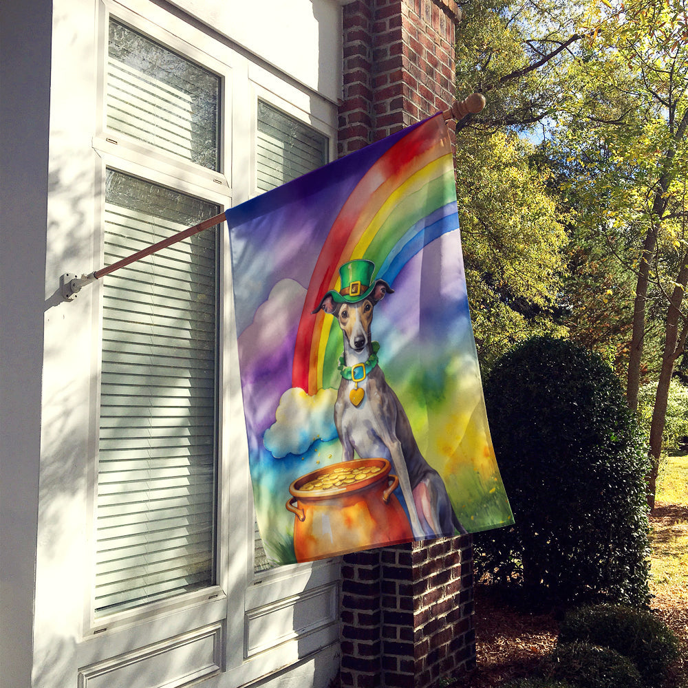 Greyhound St Patrick's Day House Flag 28x40 Porch Sleeve Pole Decorative Outside Yard Banner Artwork Wall Hanging, Polyester