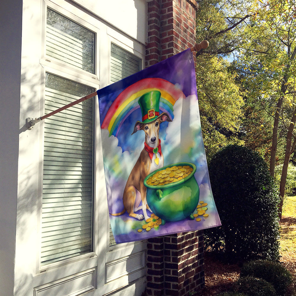 Greyhound St Patrick's Day House Flag 28x40 Porch Sleeve Pole Decorative Outside Yard Banner Artwork Wall Hanging, Polyester