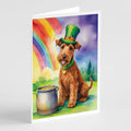 Irish Terrier St Patrick's Day Greeting Cards Pack of 8 Blank Cards with Envelopes Whimsical A7 Size 5x7