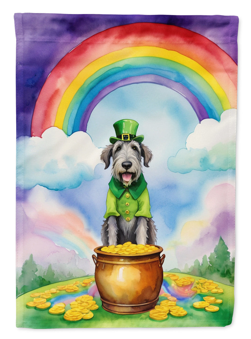 Irish Wolfhound St Patrick's Day Garden Flag Mailbox Decorative Yard Banner Outside Patio Artwork for Flower Beds, Garden Size, Multicolor