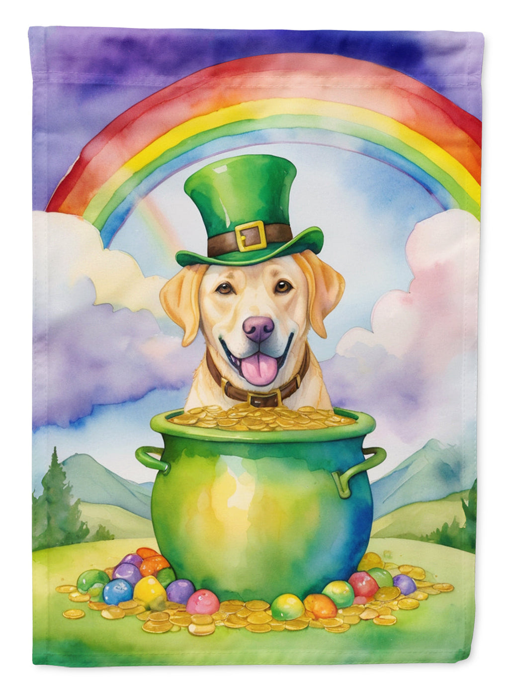 Labrador Retriever St Patrick's Day House Flag 28x40 Porch Sleeve Pole Decorative Outside Yard Banner Artwork Wall Hanging, Polyester