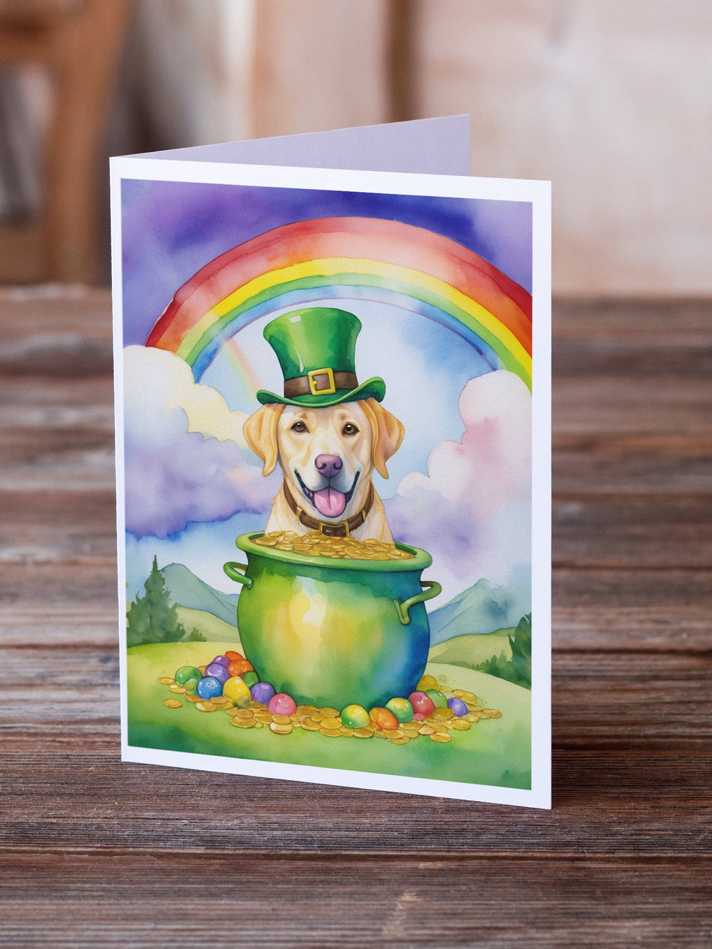Labrador Retriever St Patrick's Day Greeting Cards Pack of 8 Blank Cards with Envelopes Whimsical A7 Size 5x7
