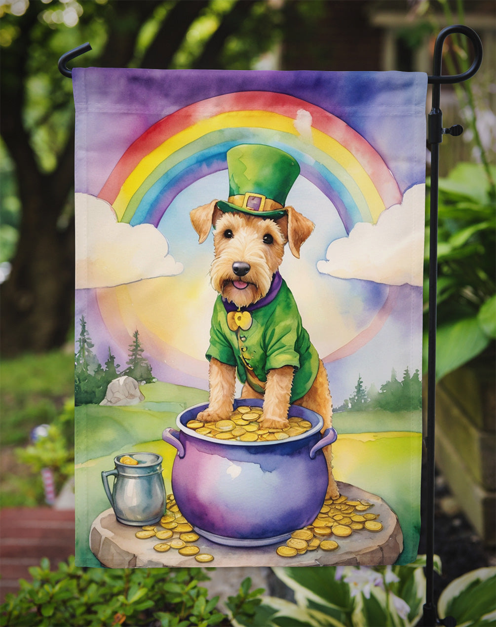 Lakeland Terrier St Patrick's Day Garden Flag Mailbox Decorative Yard Banner Outside Patio Artwork for Flower Beds, Garden Size, Multicolor