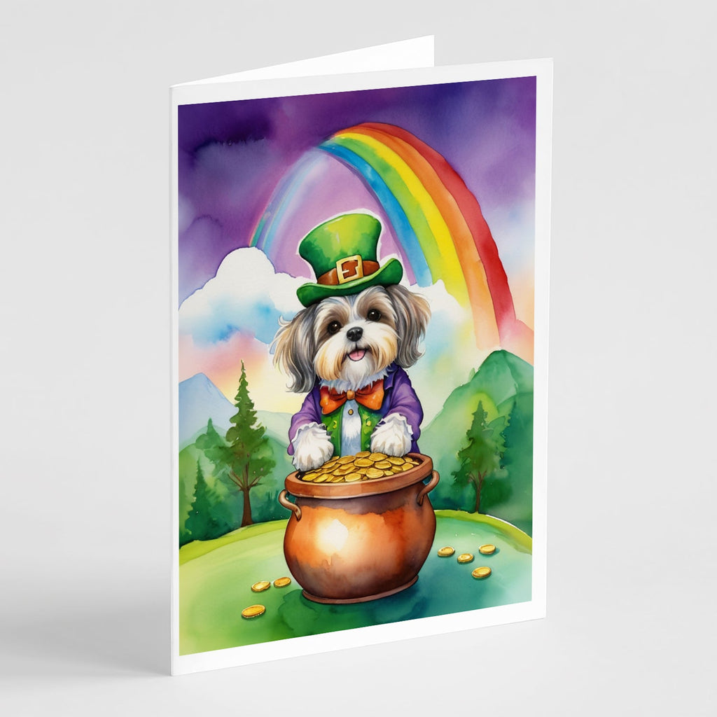 Lhasa Apso St Patrick's Day Greeting Cards Pack of 8 Blank Cards with Envelopes Whimsical A7 Size 5x7