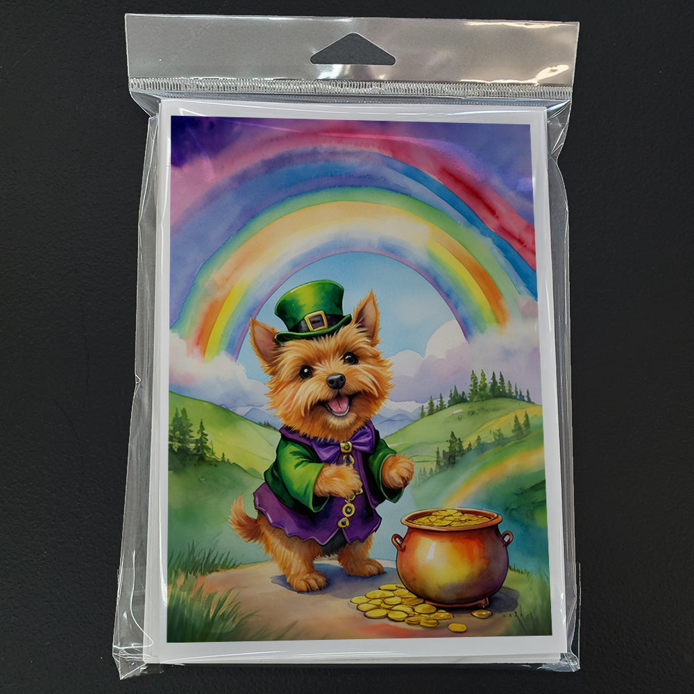 Norwich Terrier St Patrick's Day Greeting Cards Pack of 8 Blank Cards with Envelopes Whimsical A7 Size 5x7