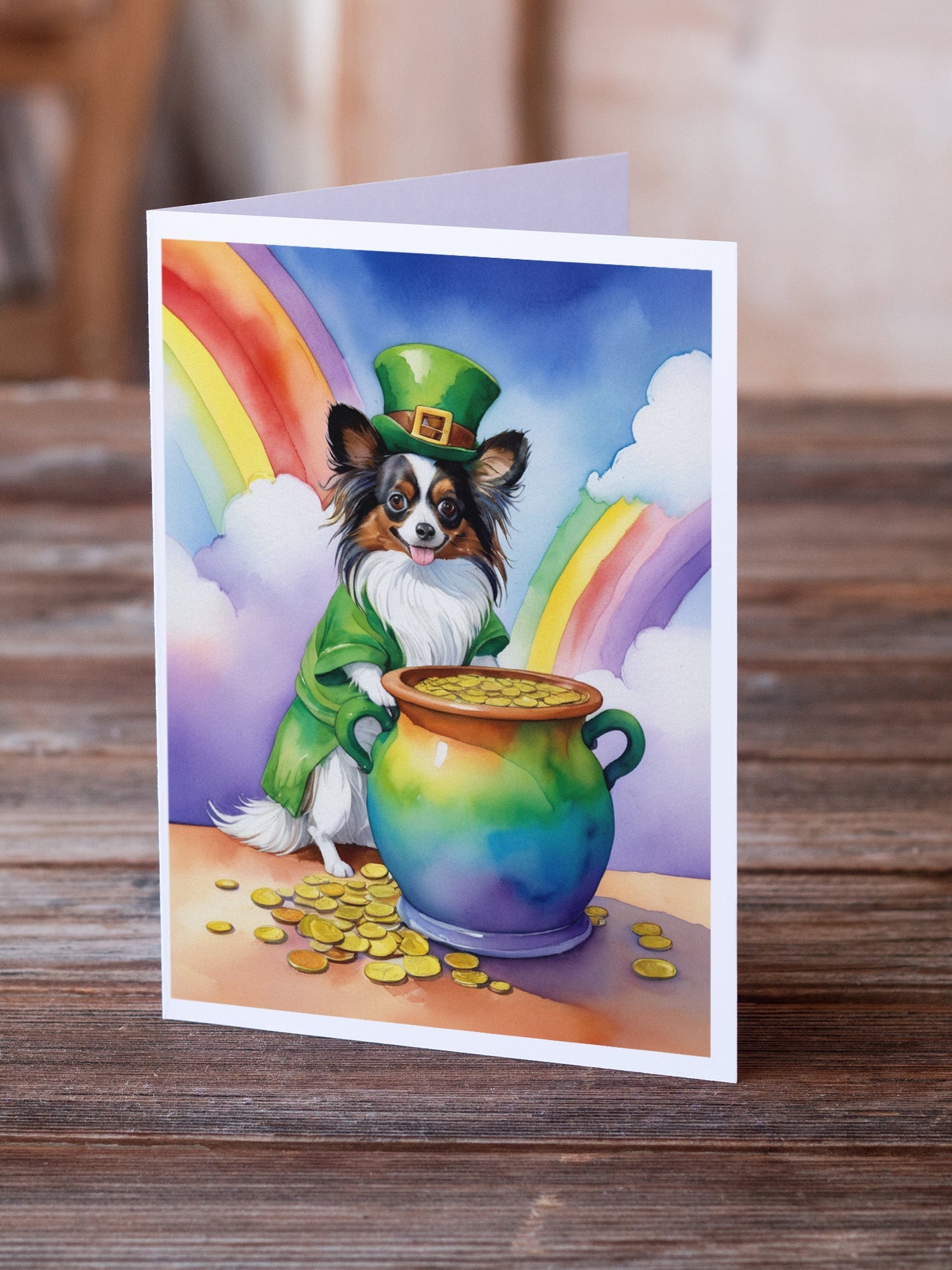 Papillon St Patrick's Day Greeting Cards Pack of 8 Blank Cards with Envelopes Whimsical A7 Size 5x7