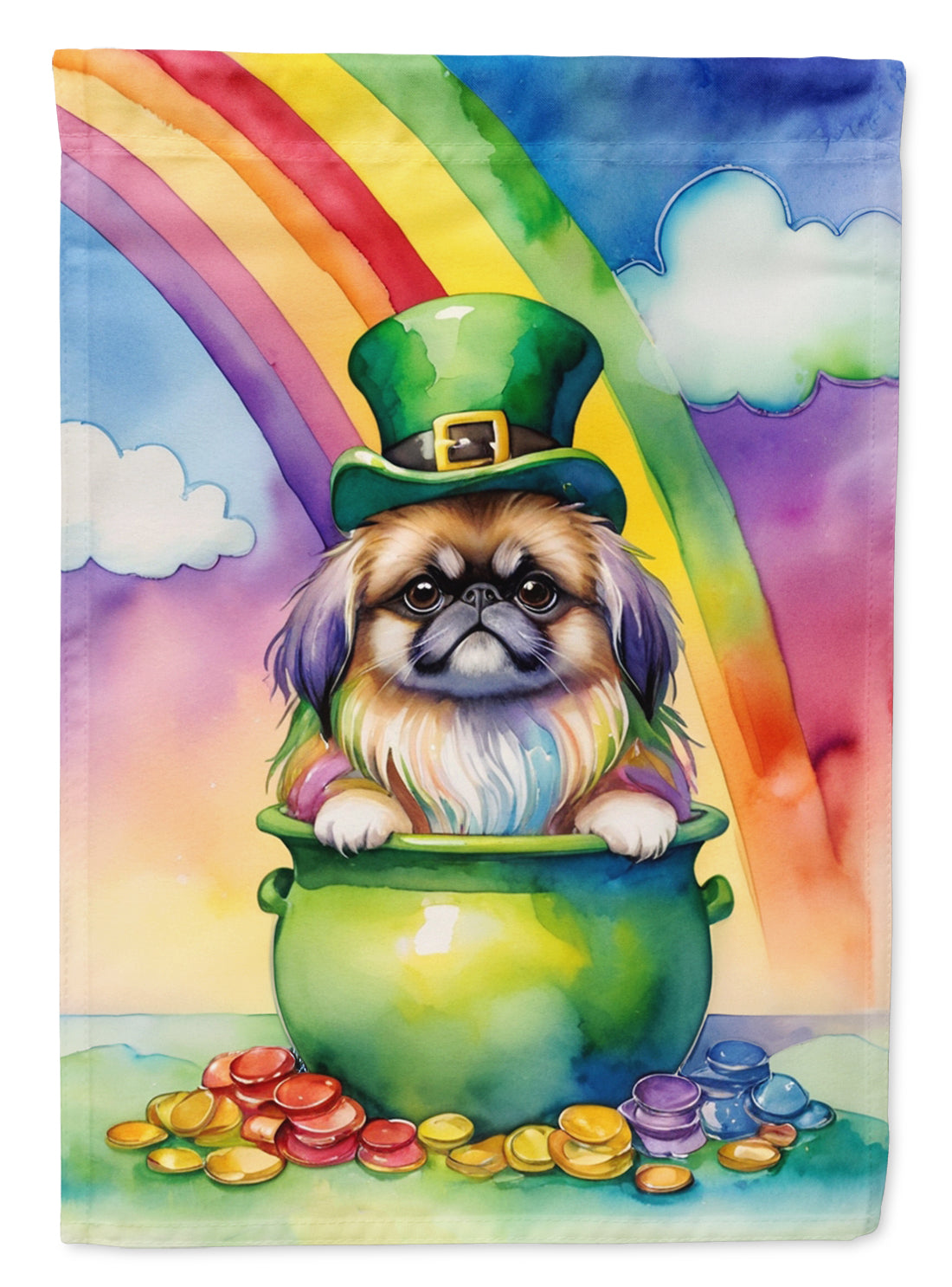 Pekingese St Patrick's Day Garden Flag Mailbox Decorative Yard Banner Outside Patio Artwork for Flower Beds, Garden Size, Multicolor
