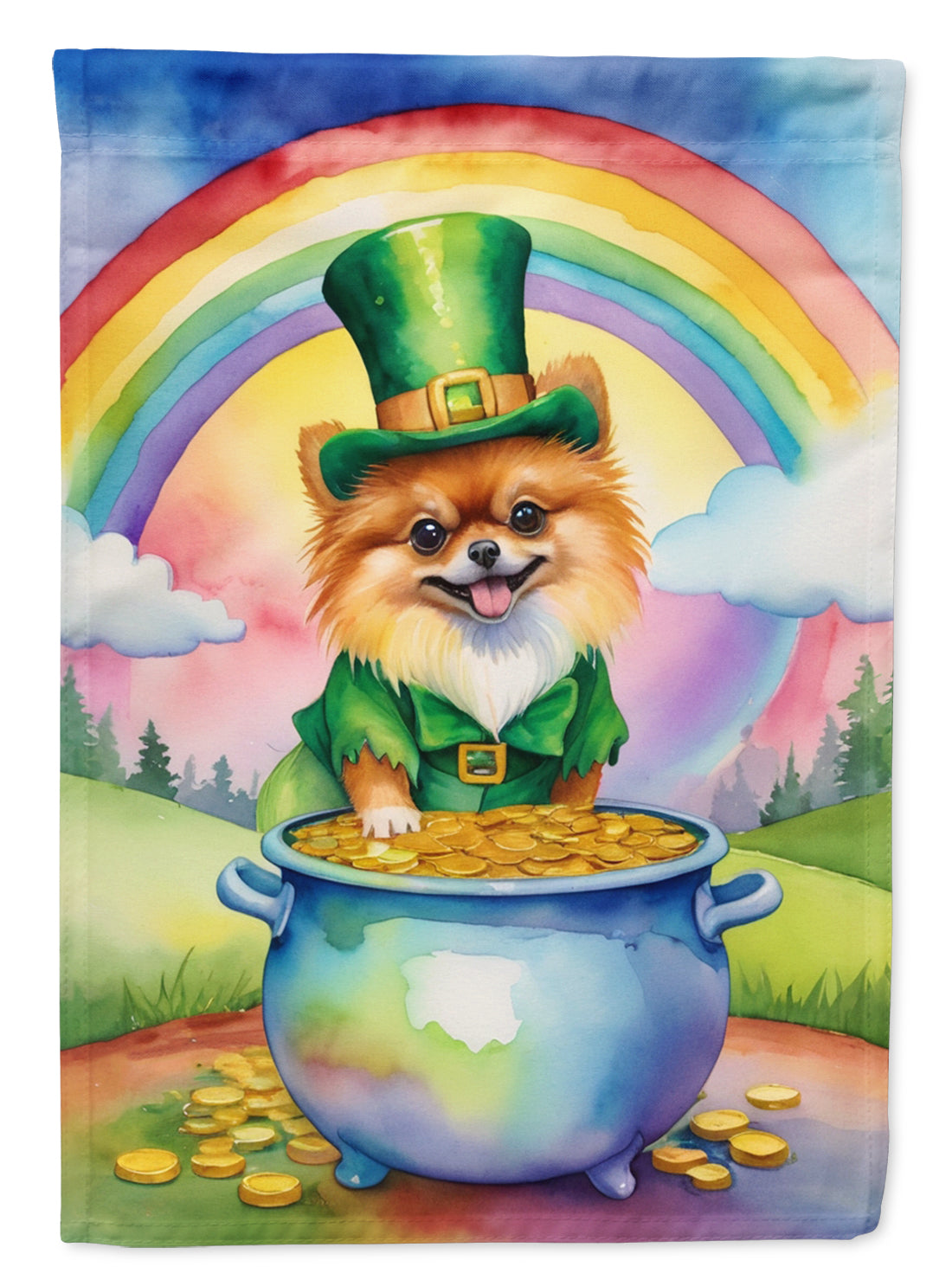 Pomeranian St Patrick's Day Garden Flag Mailbox Decorative Yard Banner Outside Patio Artwork for Flower Beds, Garden Size, Multicolor