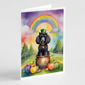 Black Poodle St Patrick's Day Greeting Cards Pack of 8 Blank Cards with Envelopes Whimsical A7 Size 5x7