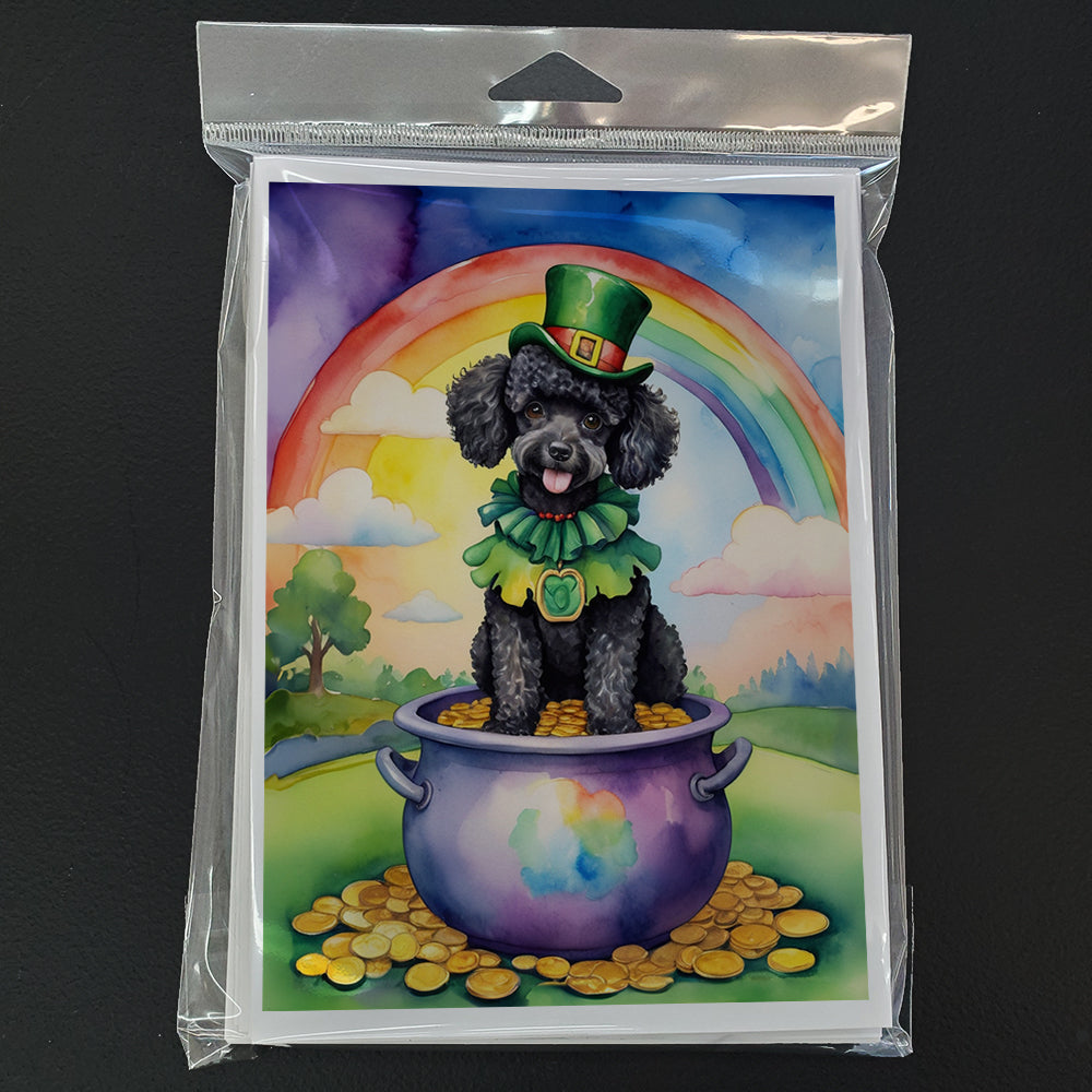 Black Poodle St Patrick's Day Greeting Cards Pack of 8 Blank Cards with Envelopes Whimsical A7 Size 5x7