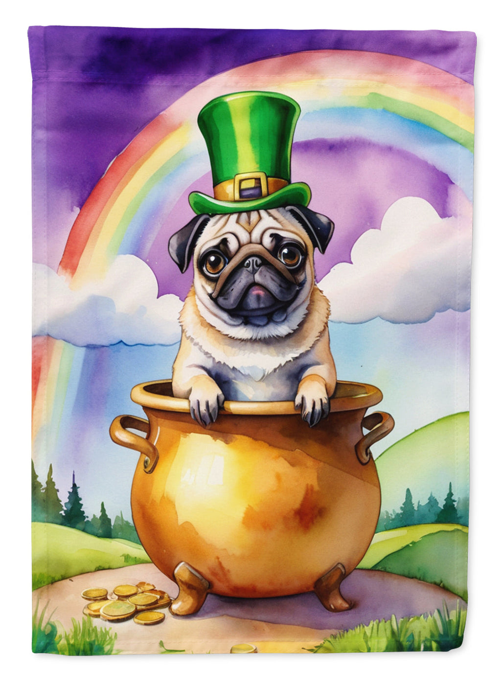 Pug St Patrick's Day Garden Flag Mailbox Decorative Yard Banner Outside Patio Artwork for Flower Beds, Garden Size, Multicolor