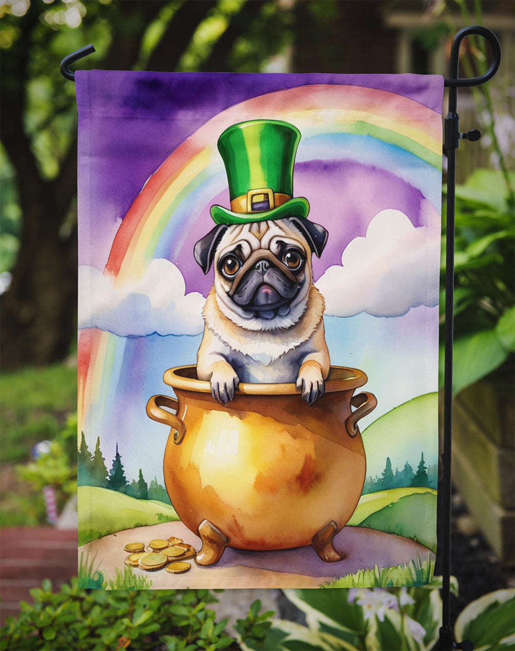 Pug St Patrick's Day Garden Flag Mailbox Decorative Yard Banner Outside Patio Artwork for Flower Beds, Garden Size, Multicolor