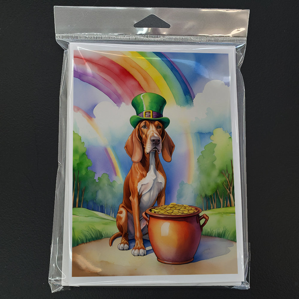 Red Redbone Coonhound St Patrick's Day Greeting Cards Pack of 8 Blank Cards with Envelopes Whimsical A7 Size 5x7