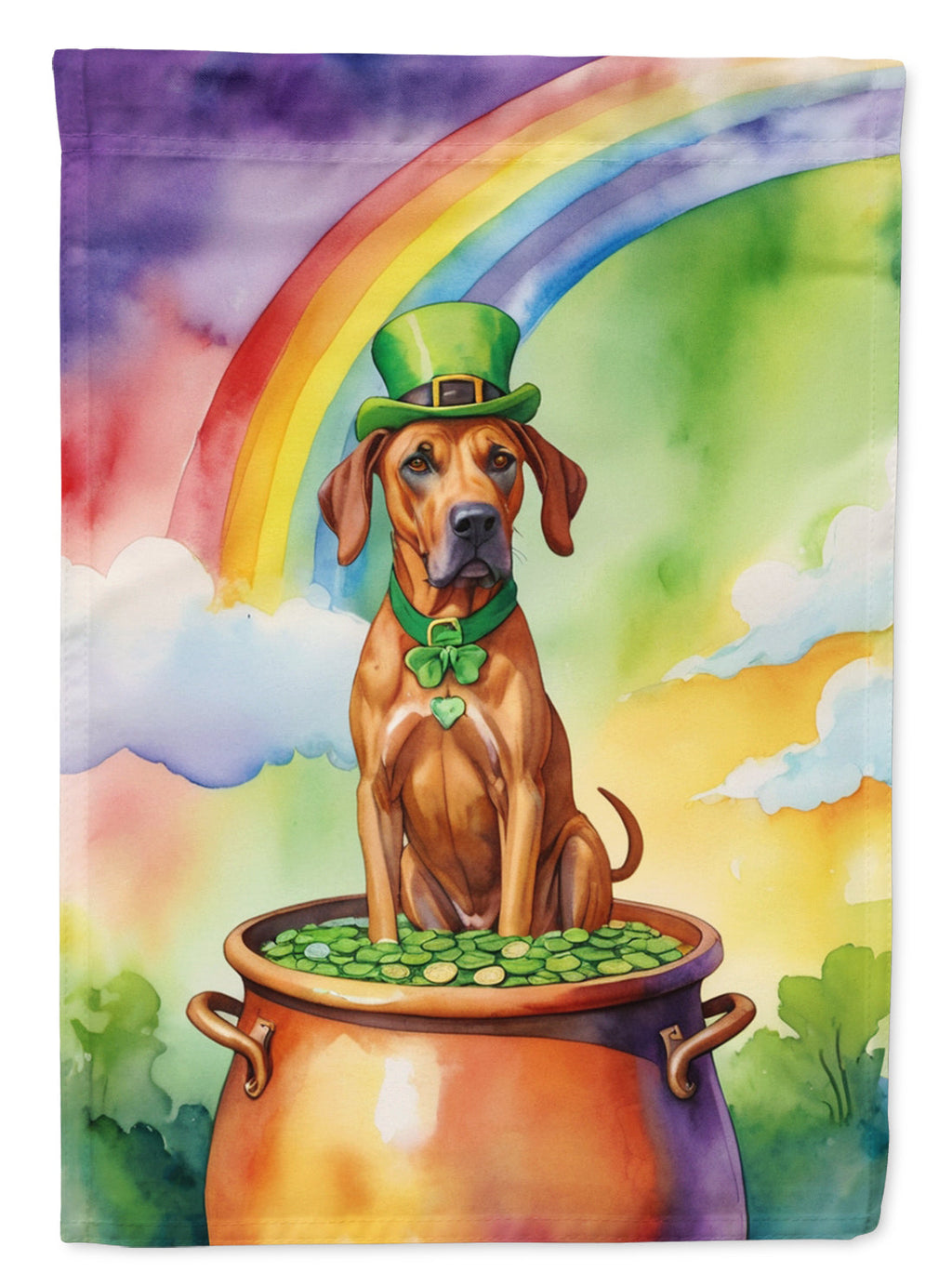 Rhodesian Ridgeback St Patrick's Day Garden Flag Mailbox Decorative Yard Banner Outside Patio Artwork for Flower Beds, Garden Size, Multicolor