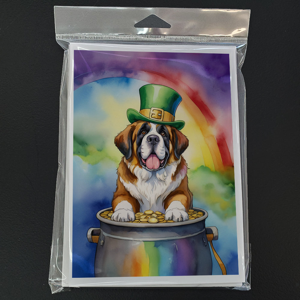 Saint Bernard St Patrick's Day Greeting Cards Pack of 8 Blank Cards with Envelopes Whimsical A7 Size 5x7