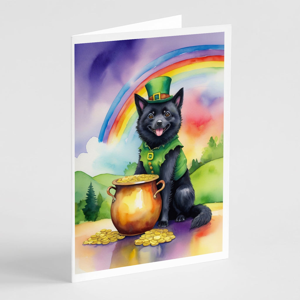 Schipperke St Patrick's Day Greeting Cards Pack of 8 Blank Cards with Envelopes Whimsical A7 Size 5x7