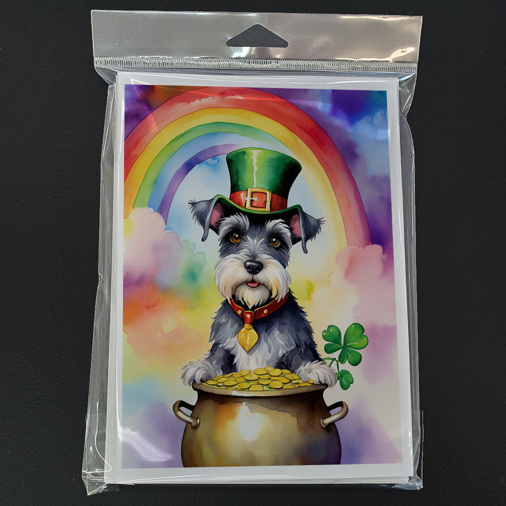 Schnauzer St Patrick's Day Greeting Cards Pack of 8 Blank Cards with Envelopes Whimsical A7 Size 5x7