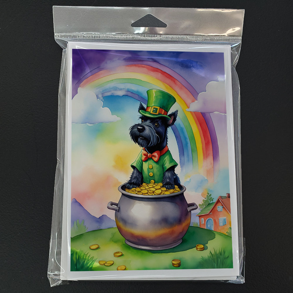 Scottish Terrier St Patrick's Day Greeting Cards Pack of 8 Blank Cards with Envelopes Whimsical A7 Size 5x7