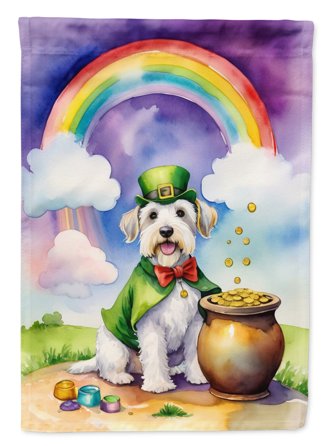 Sealyham Terrier St Patrick's Day House Flag 28x40 Porch Sleeve Pole Decorative Outside Yard Banner Artwork Wall Hanging, Polyester