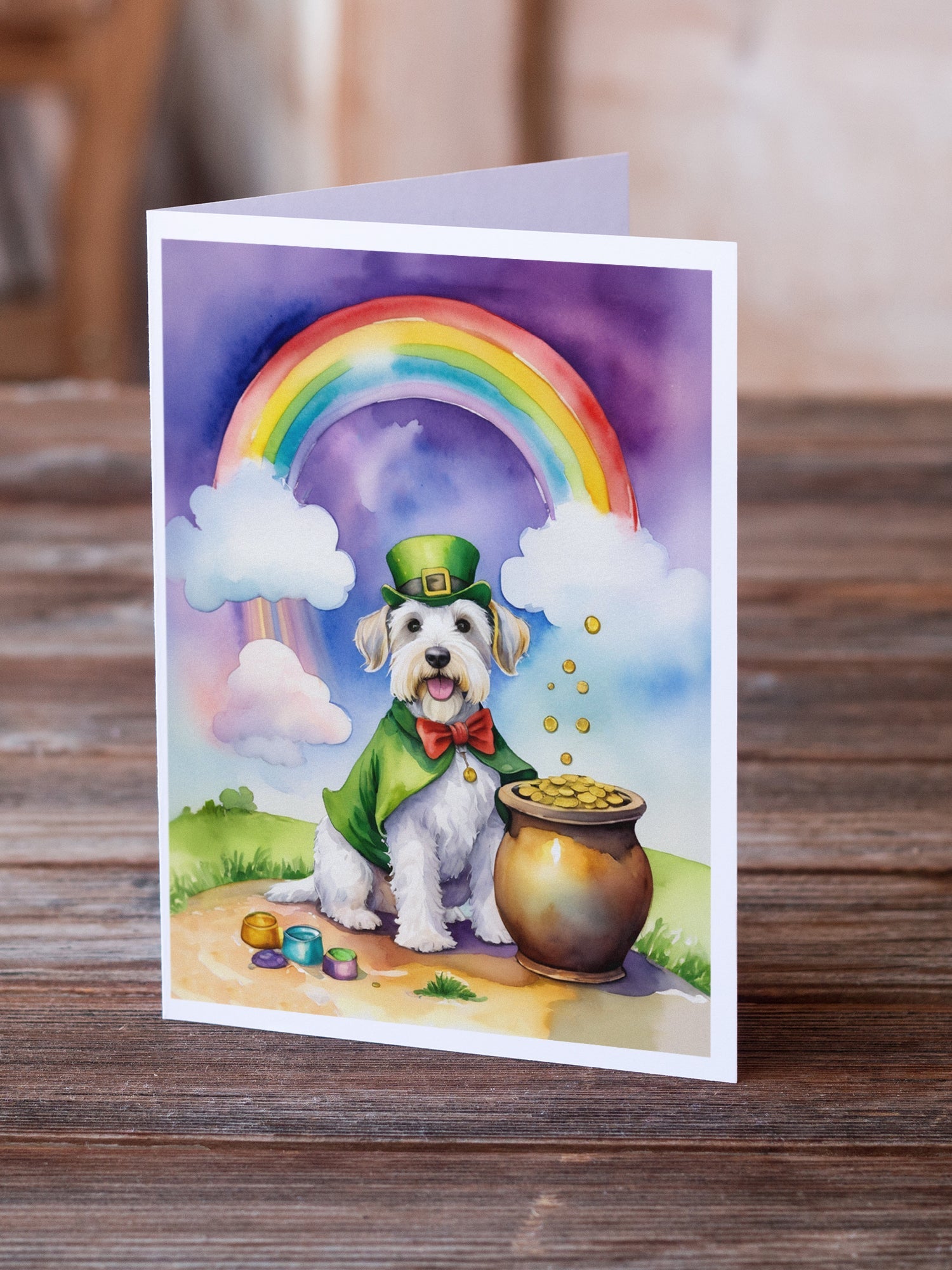 Sealyham Terrier St Patrick's Day Greeting Cards Pack of 8 Blank Cards with Envelopes Whimsical A7 Size 5x7