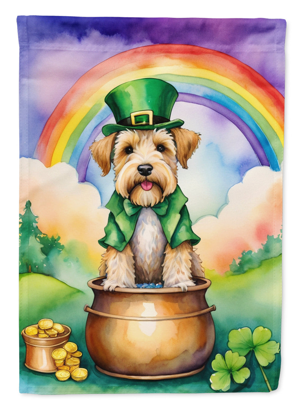 Wheaten Terrier St Patrick's Day Garden Flag Mailbox Decorative Yard Banner Outside Patio Artwork for Flower Beds, Garden Size, Multicolor