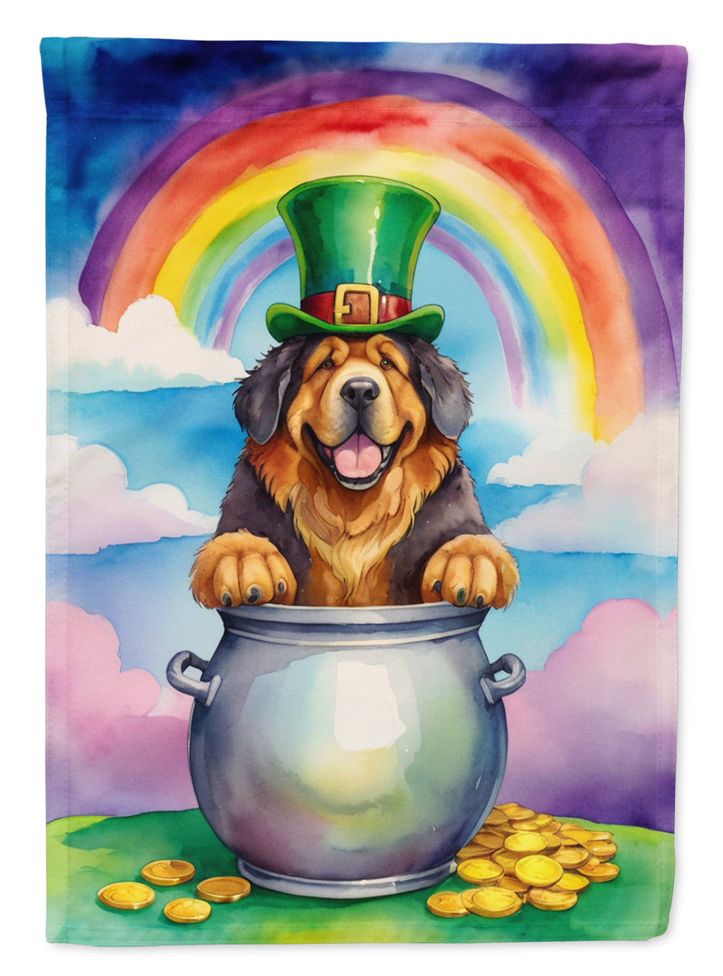 Tibetan Mastiff St Patrick's Day Garden Flag Mailbox Decorative Yard Banner Outside Patio Artwork for Flower Beds, Garden Size, Multicolor