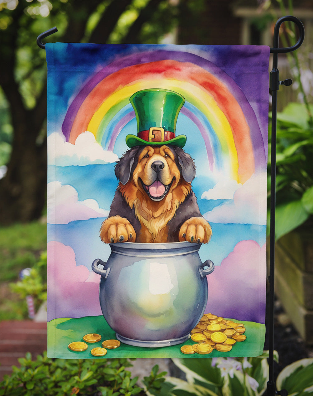 Tibetan Mastiff St Patrick's Day Garden Flag Mailbox Decorative Yard Banner Outside Patio Artwork for Flower Beds, Garden Size, Multicolor