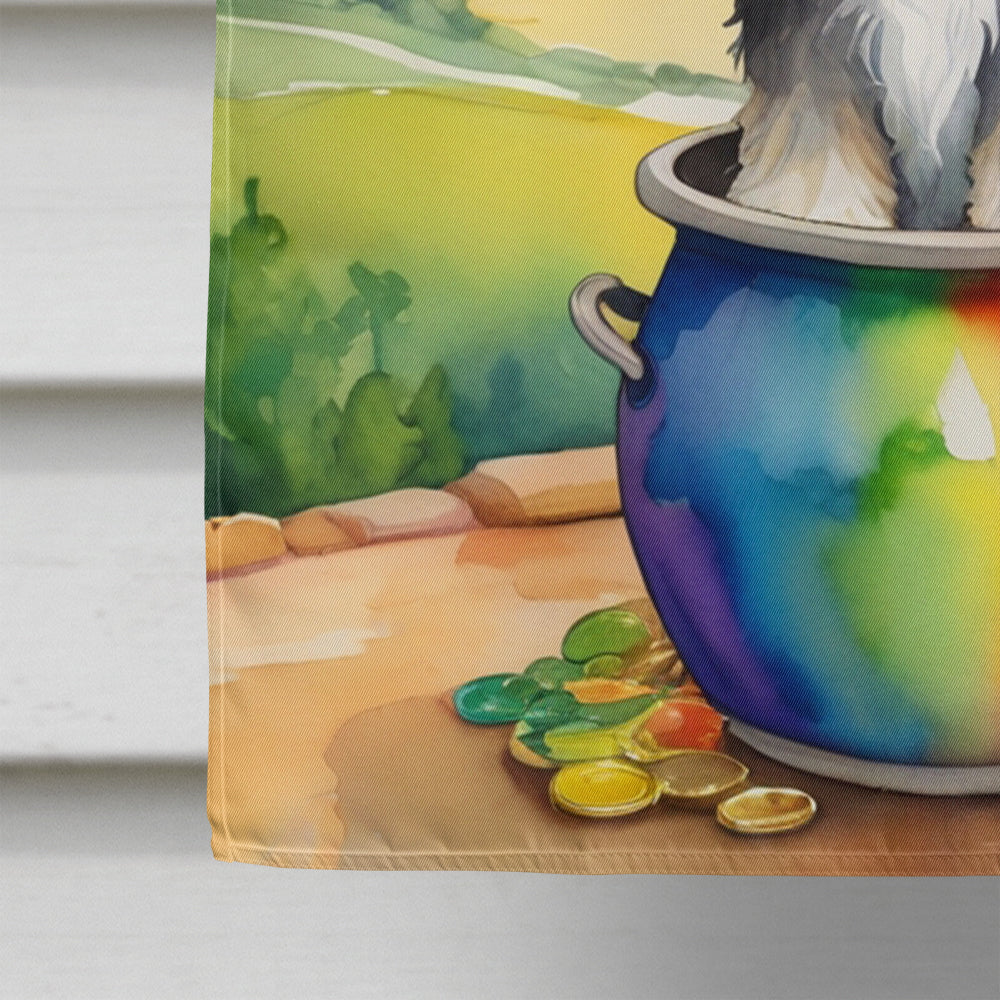 Tibetan Terrier St Patrick's Day House Flag 28x40 Porch Sleeve Pole Decorative Outside Yard Banner Artwork Wall Hanging, Polyester