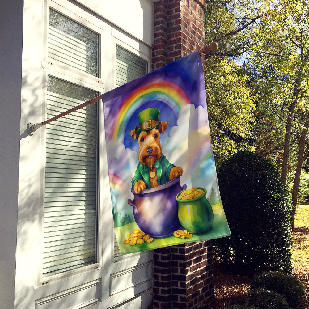 Welsh Terrier St Patrick's Day House Flag 28x40 Porch Sleeve Pole Decorative Outside Yard Banner Artwork Wall Hanging, Polyester