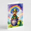 Welsh Terrier St Patrick's Day Greeting Cards Pack of 8 Blank Cards with Envelopes Whimsical A7 Size 5x7