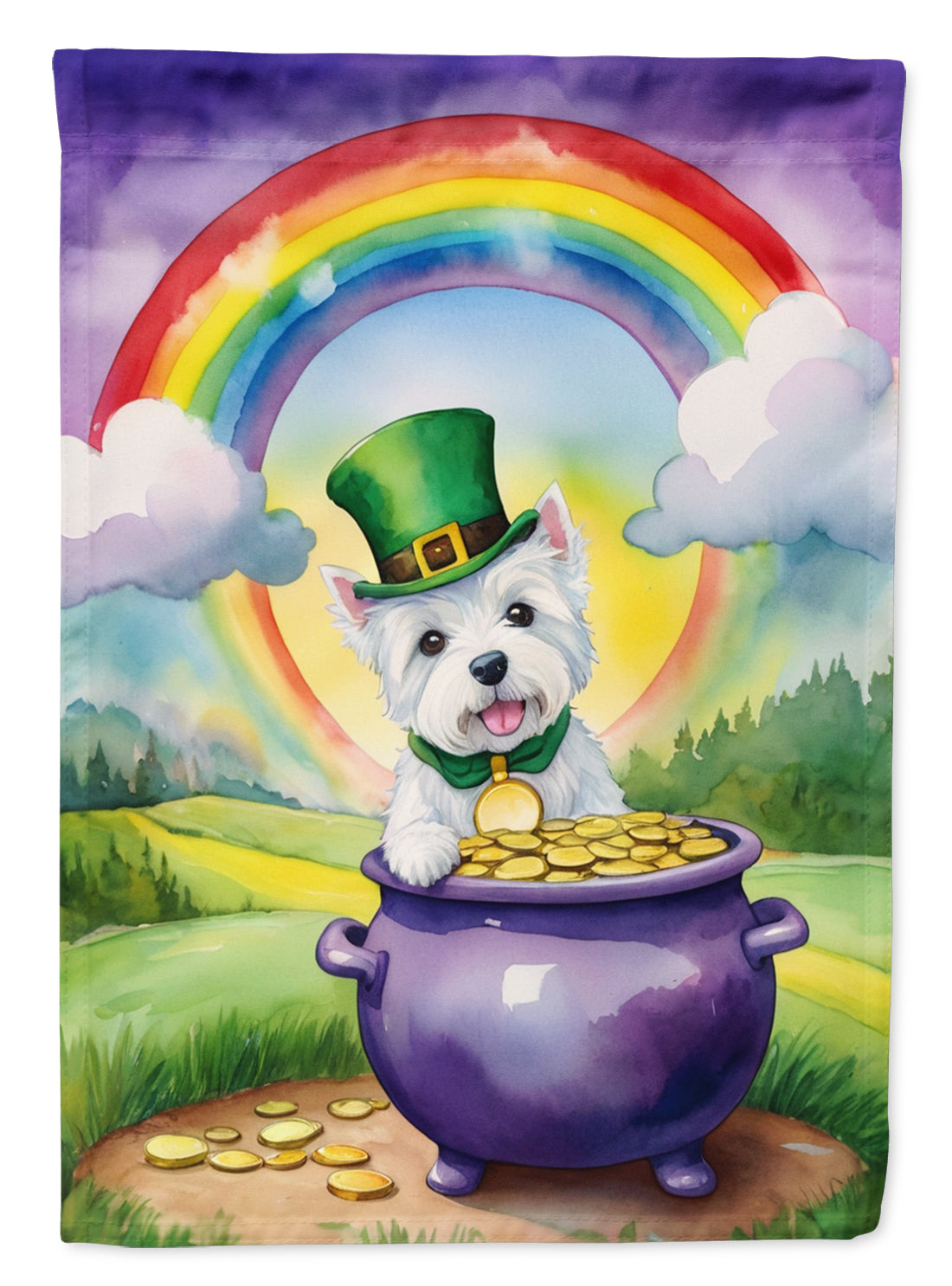 Westie St Patrick's Day House Flag 28x40 Porch Sleeve Pole Decorative Outside Yard Banner Artwork Wall Hanging, Polyester