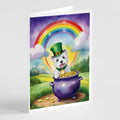 Westie St Patrick's Day Greeting Cards Pack of 8 Blank Cards with Envelopes Whimsical A7 Size 5x7