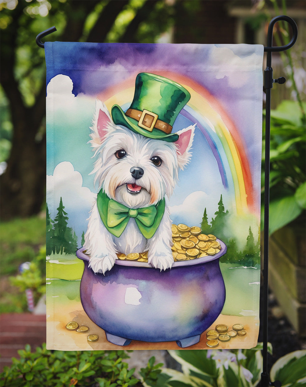 Westie St Patrick's Day Garden Flag Mailbox Decorative Yard Banner Outside Patio Artwork for Flower Beds, Garden Size, Multicolor