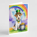Fox Terrier St Patrick's Day Greeting Cards Pack of 8 Blank Cards with Envelopes Whimsical A7 Size 5x7