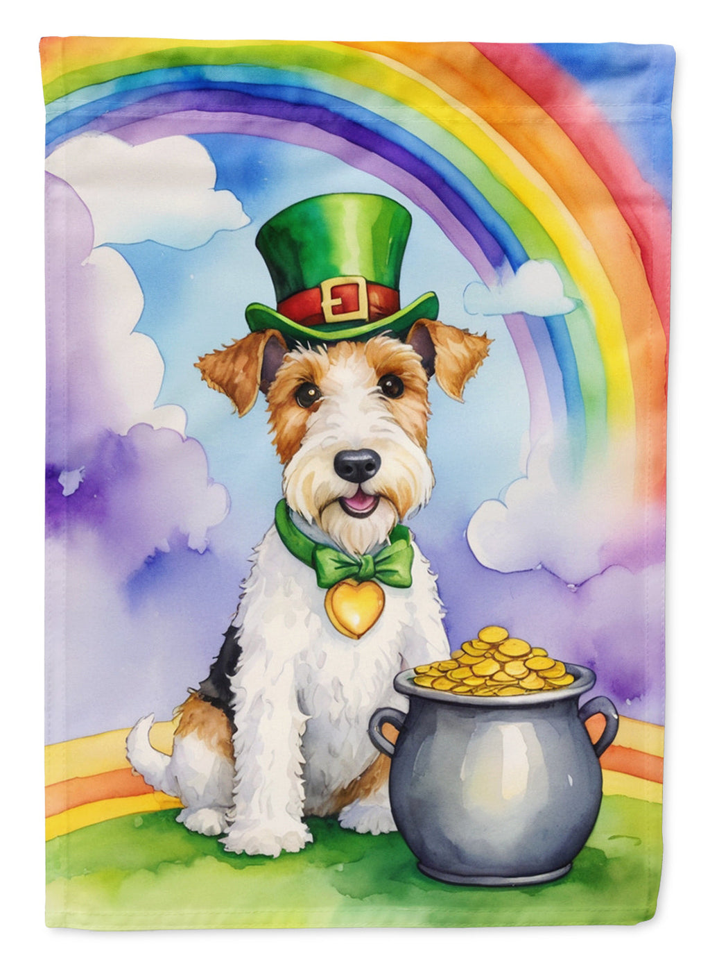 Fox Terrier St Patrick's Day Garden Flag Mailbox Decorative Yard Banner Outside Patio Artwork for Flower Beds, Garden Size, Multicolor